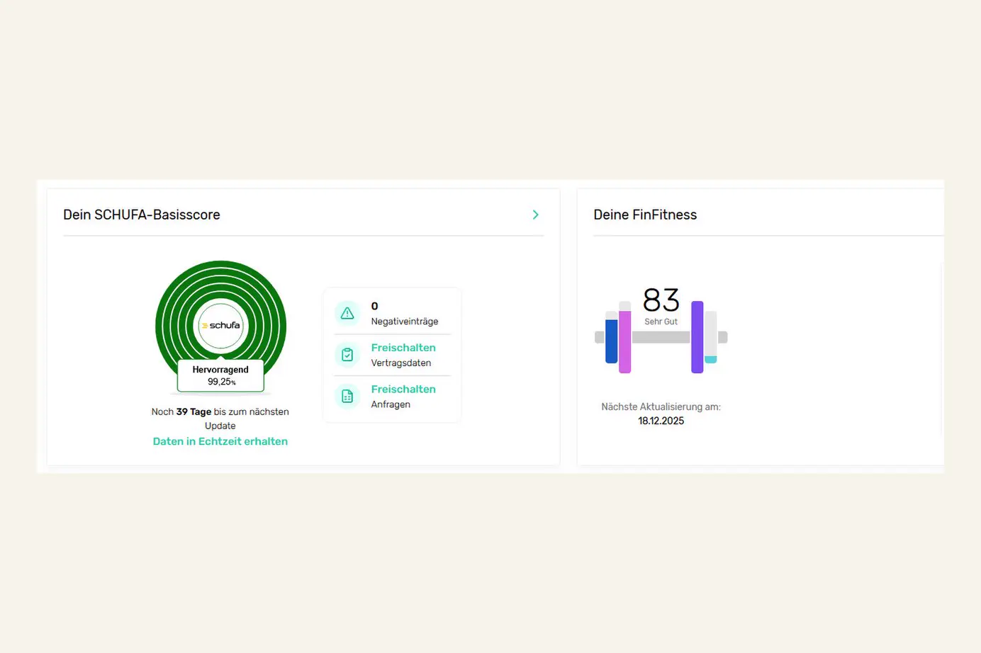 Ansicht der Schufa-App Bonify mit Basisscore