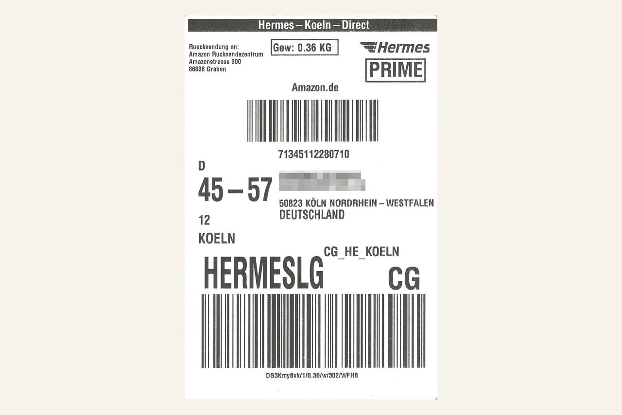 Paketaufkleber einer Amazon-Prime-Sendung