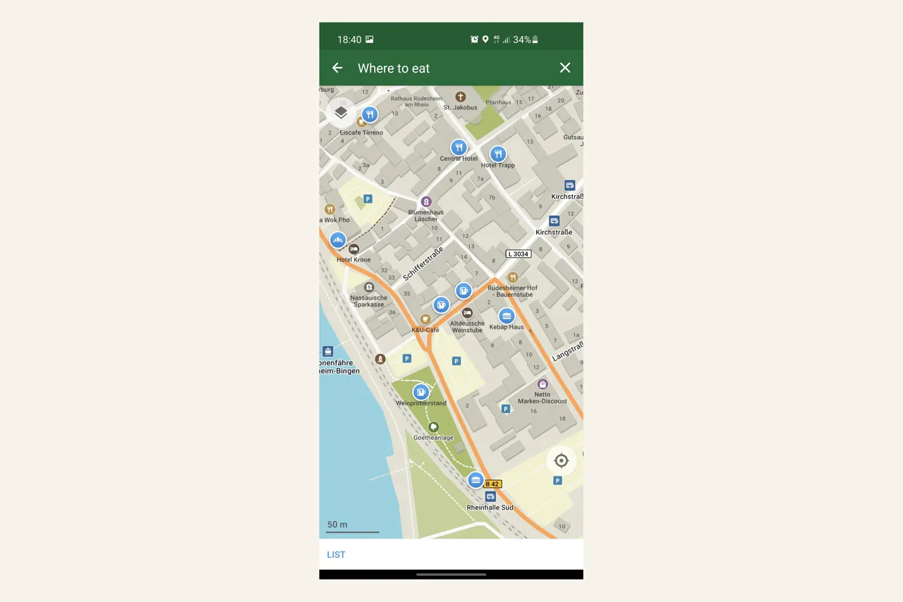 Stadtplan in der App Organic Maps