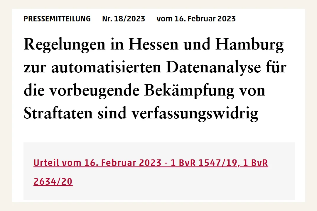 Excerpt from press release no. 18/2023 of the Federal Constitutional Court