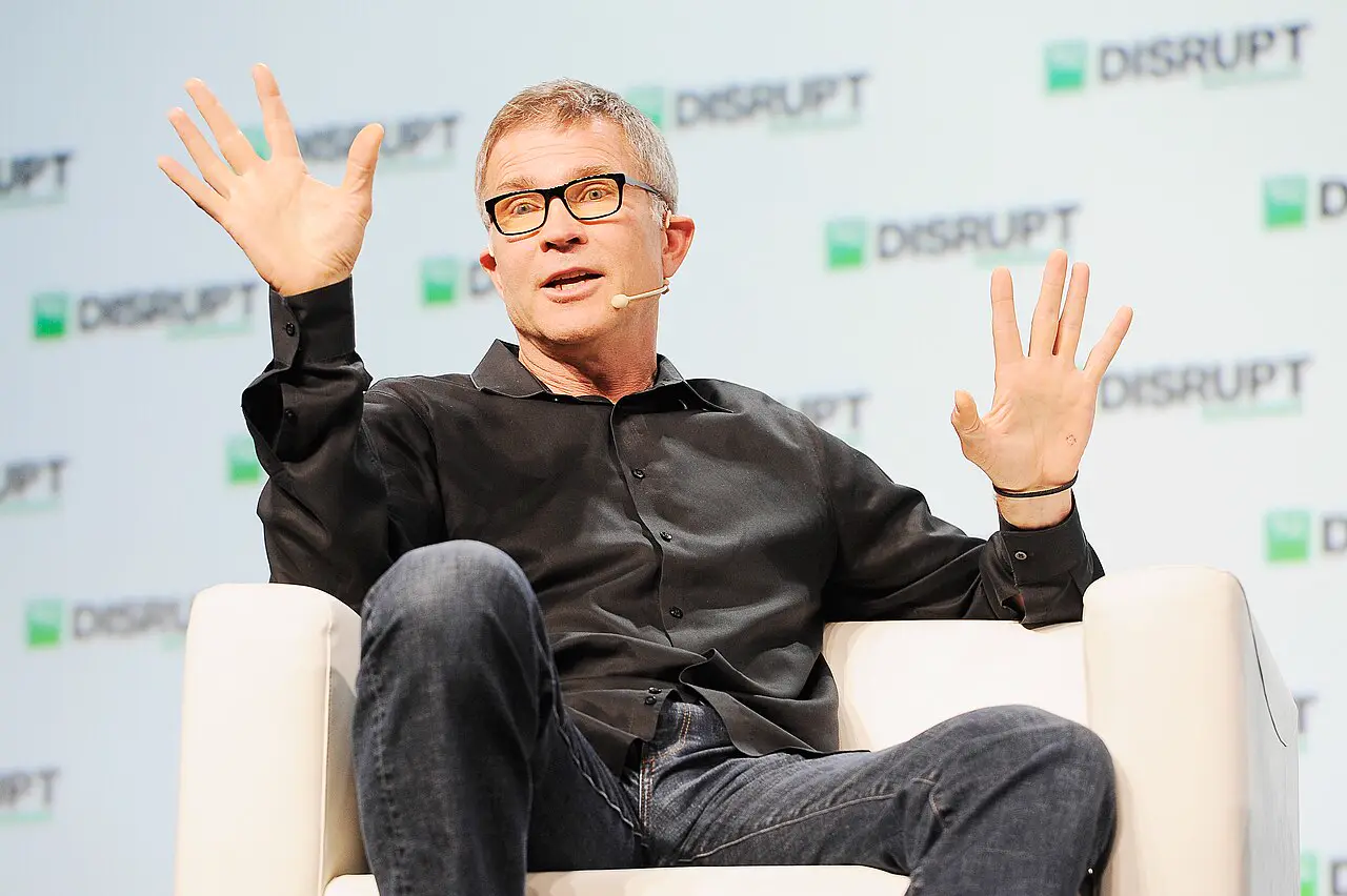 David Baszucki gesturing on stage