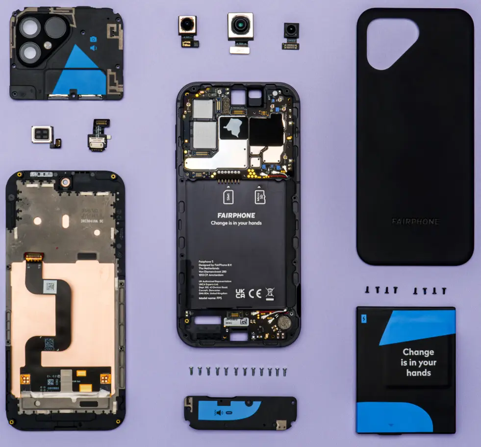 Einzelteile eines Fairphone 5