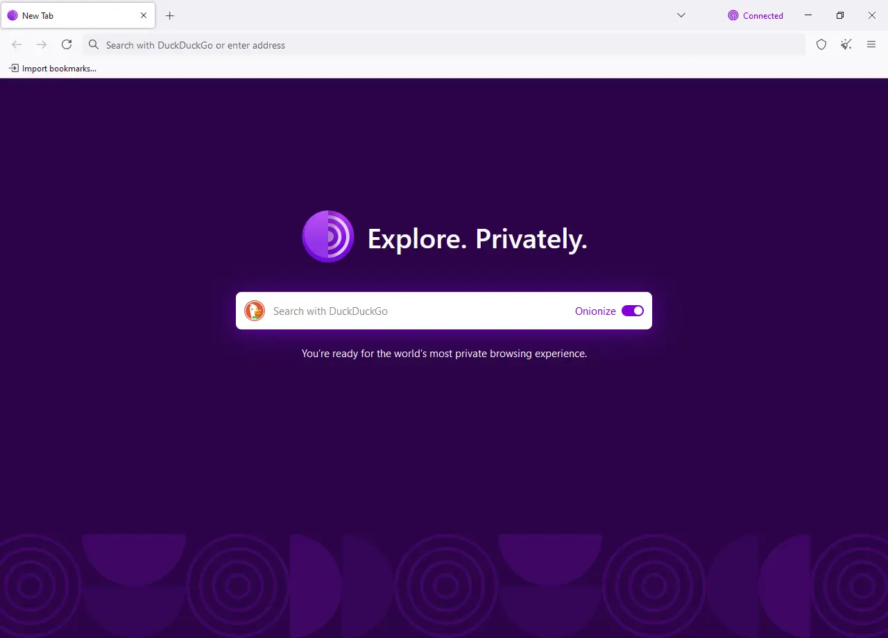 Startseite des Tor Browser