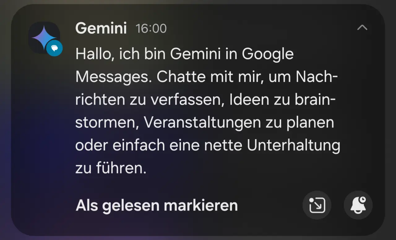 Benachrichtigung von Gemini in Google Messages