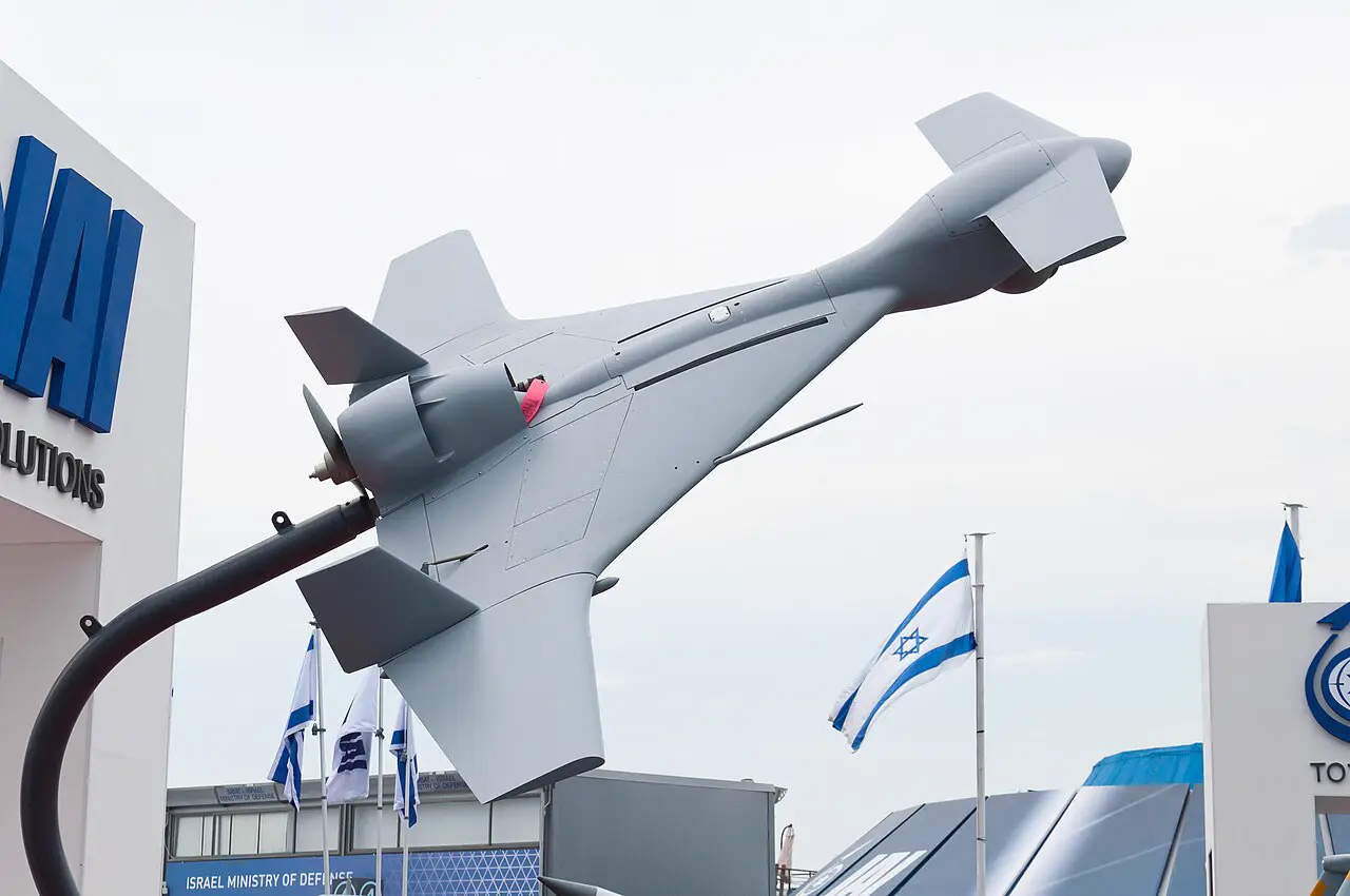 Drohne Harop am Stand von IAI